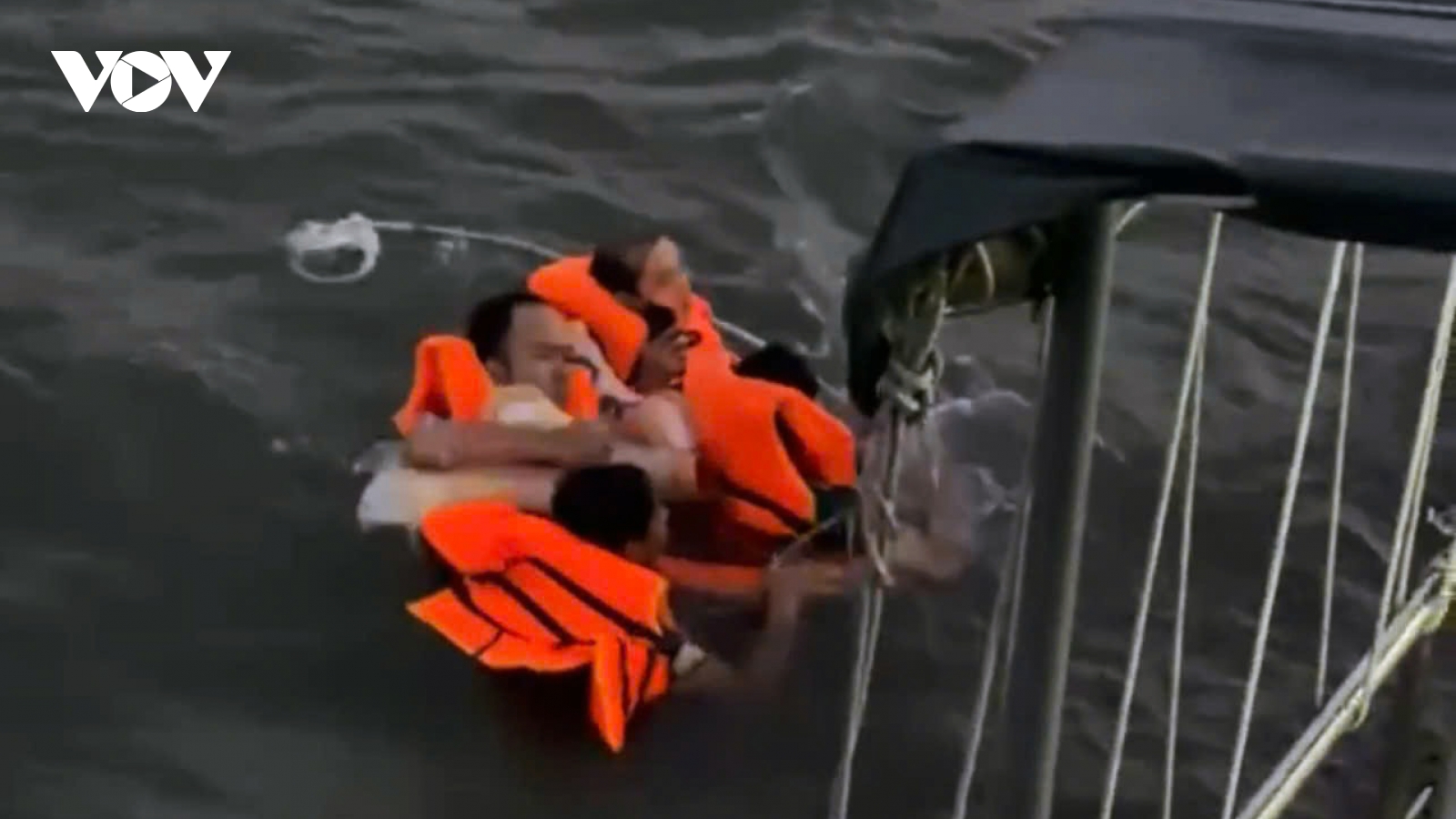 Four crew members rescued after barge sinks off Mekong coast