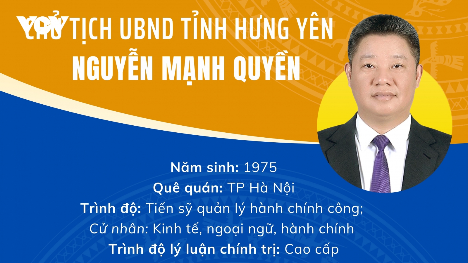 Chân dung tân Chủ tịch UBND tỉnh Hưng Yên Nguyễn Mạnh Quyền