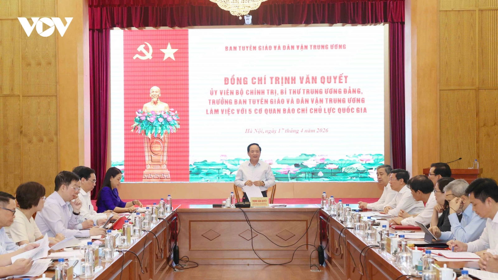 Trưởng Ban Tuyên giáo và Dân vận TW làm việc với 5 cơ quan báo chí chủ lực quốc gia