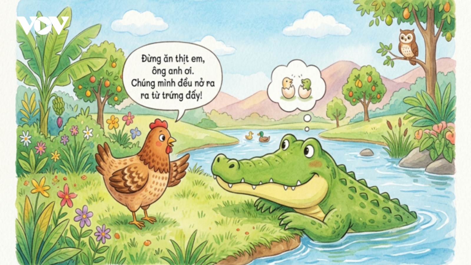 Truyện kể: “Chị gà mái và anh cá sấu”