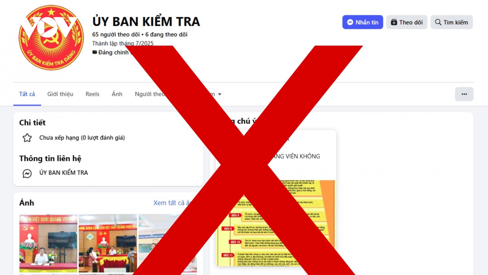 Xuất hiện nhiều fanpage giả mạo Ủy ban Kiểm tra Trung ương