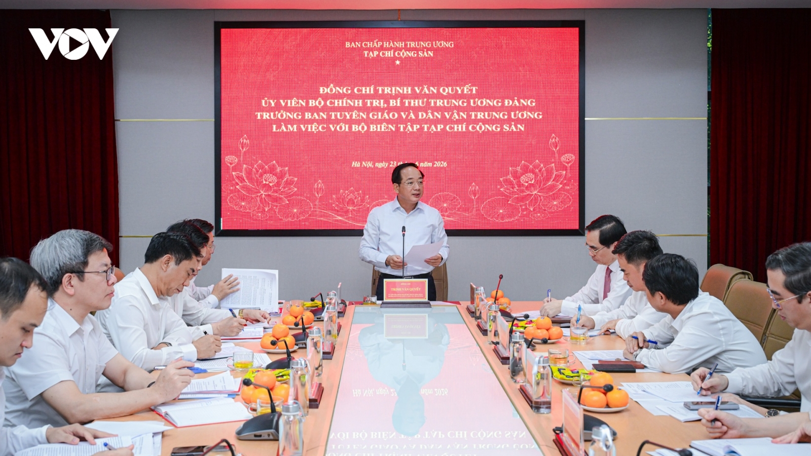 Trưởng Ban Tuyên giáo và Dân vận Trung ương làm việc với Tạp chí Cộng sản