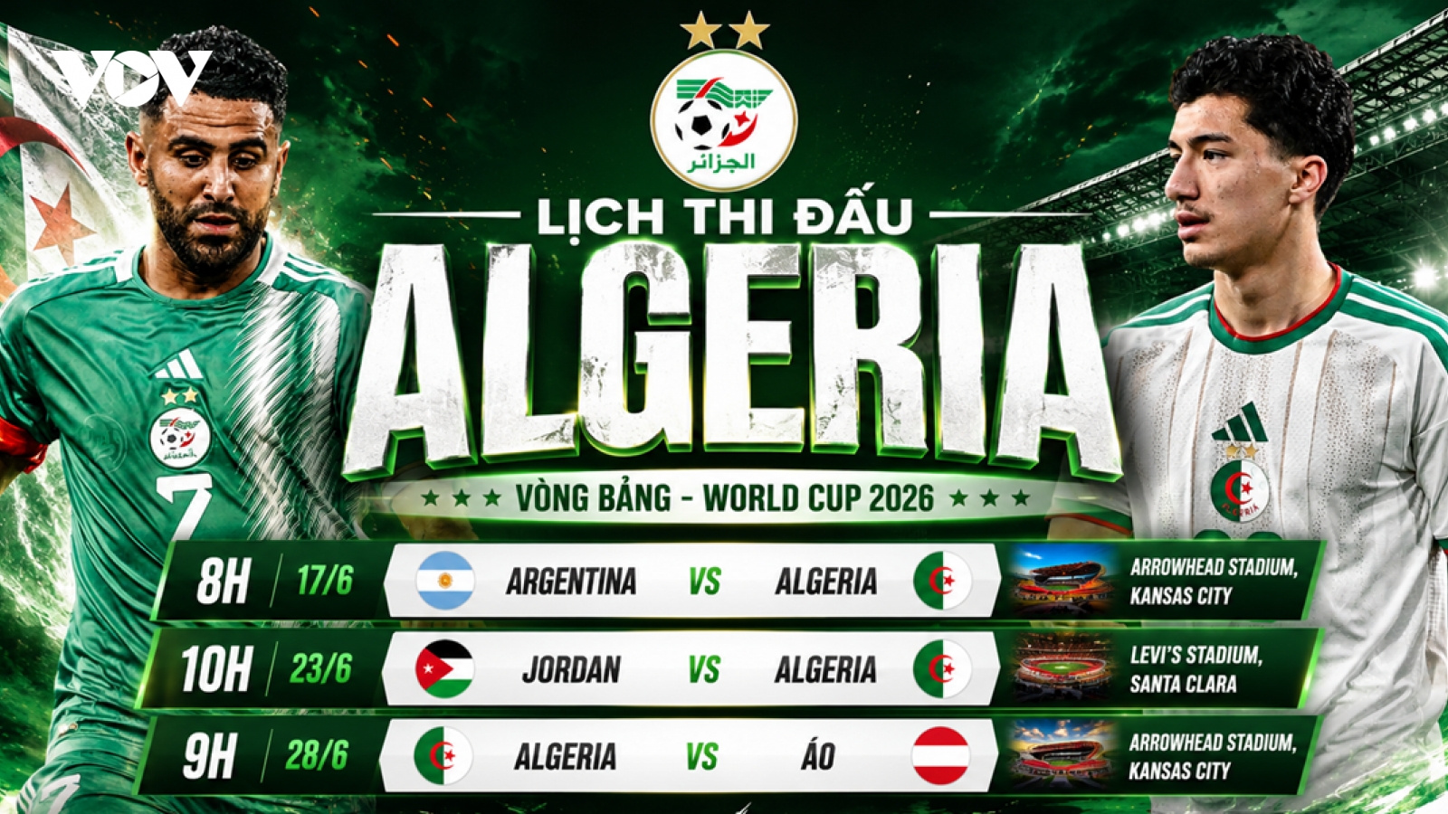 Lịch thi đấu World Cup 2026 của Algeria: Cầu thủ gốc Việt tỏa sáng?