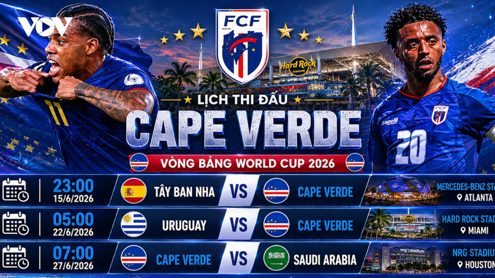 Lịch thi đấu World Cup 2026 của Cape Verde: Niềm cảm hứng tân binh