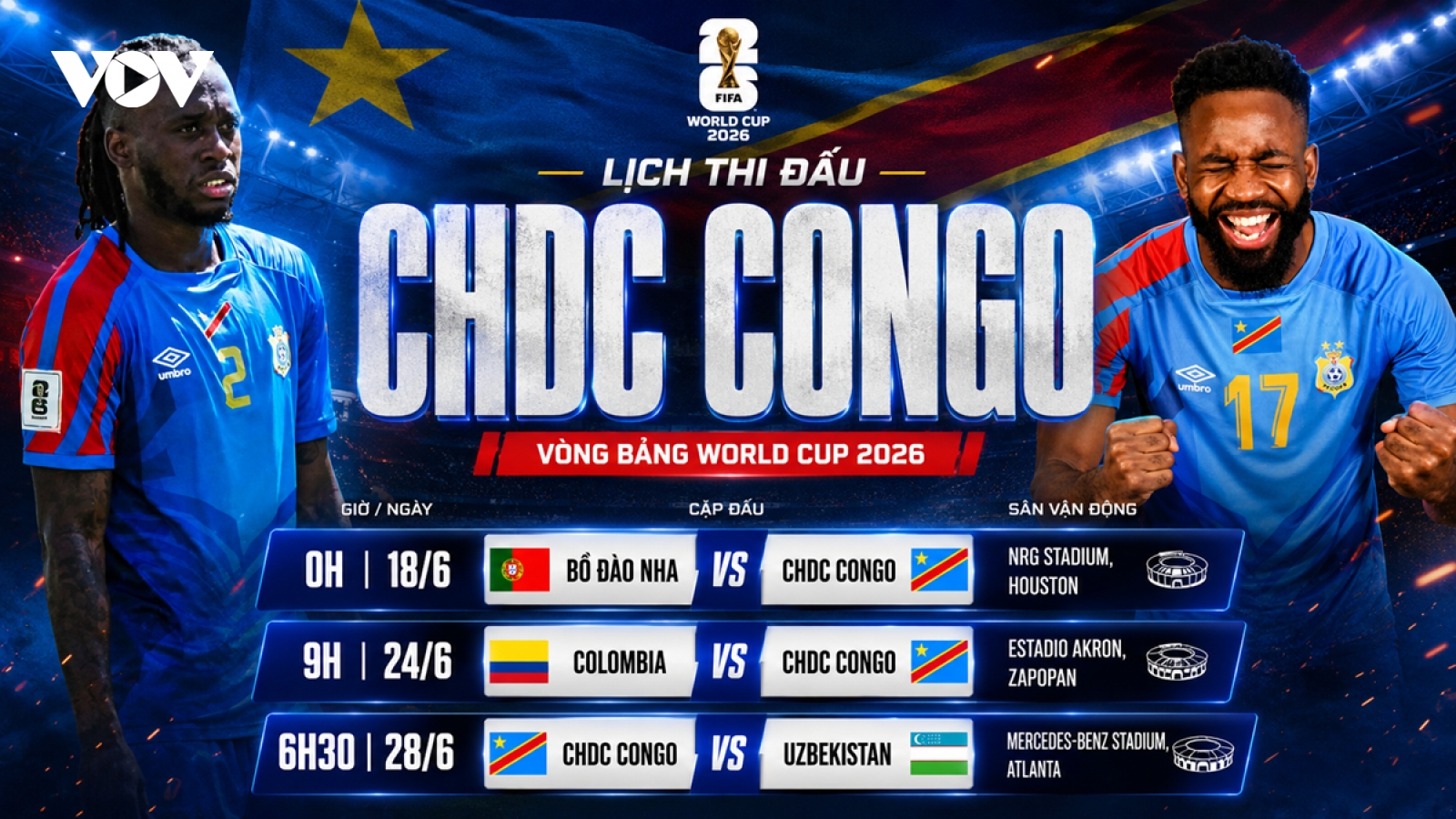 Lịch thi đấu World Cup 2026 của CHDC Congo: Kẻ thách thức của Ronaldo