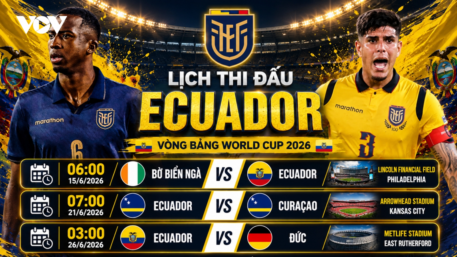 Lịch thi đấu World Cup 2026 của Ecuador: Đại diện Nam Mỹ tạo nên bất ngờ?
