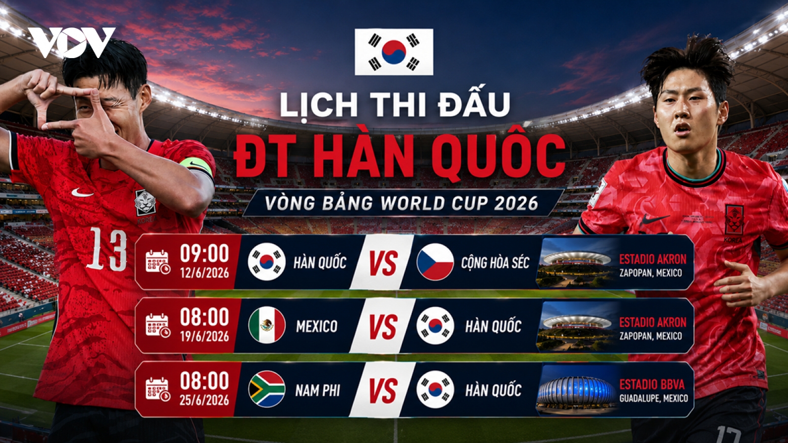 Lịch thi đấu World Cup 2026 của tuyển Hàn Quốc: Son Heung Min tỏa sáng?