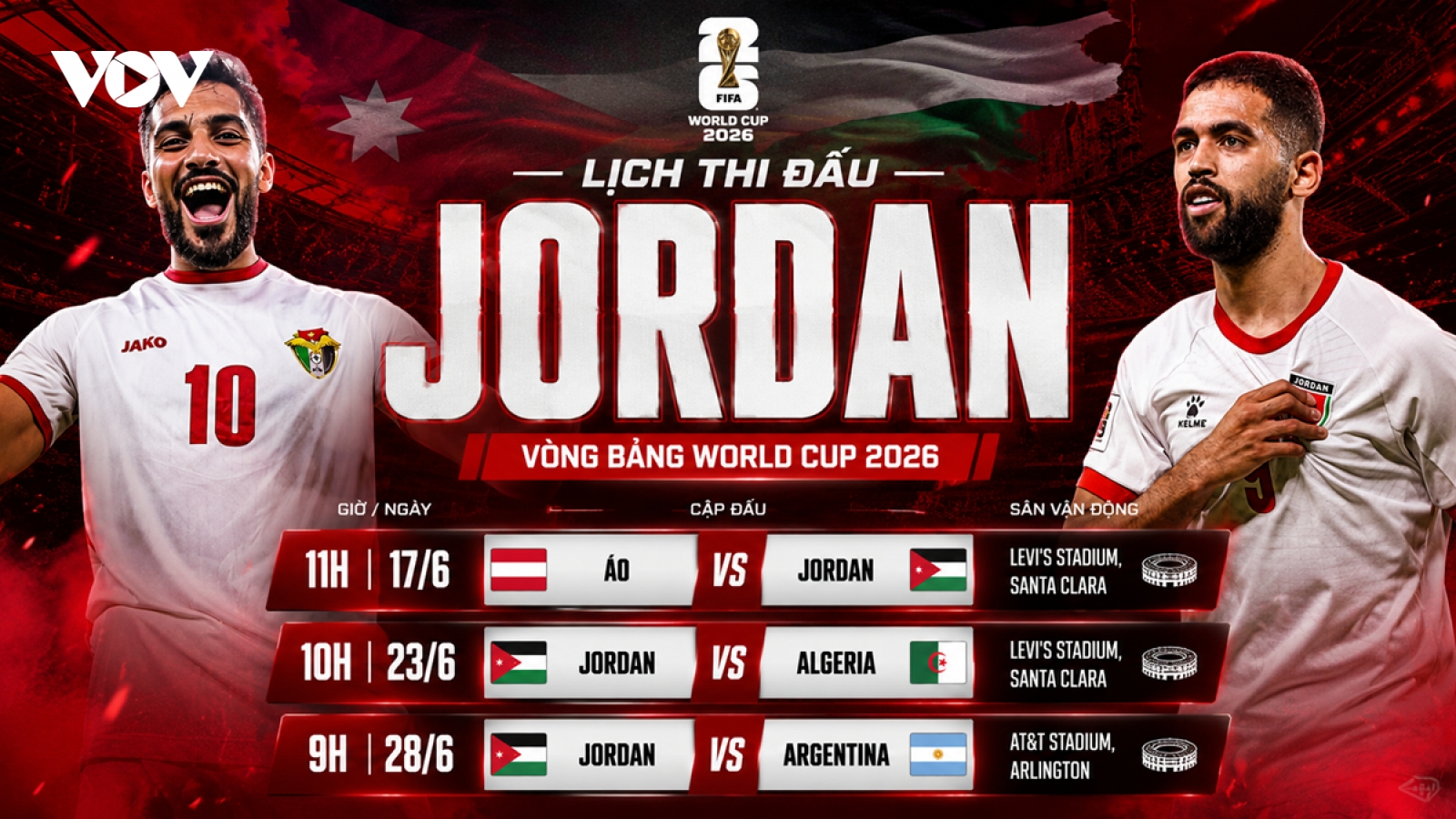 Lịch thi đấu World Cup 2026 của Jordan: Đại diện châu Á mơ điều kỳ diệu