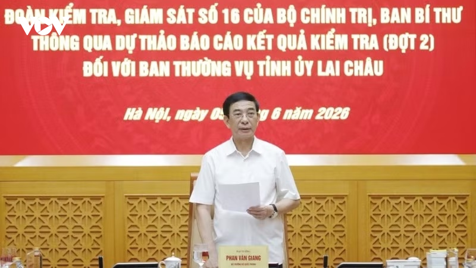 Đoàn kiểm tra, giám sát Bộ Chính trị làm việc với Ban Thường vụ Tỉnh ủy Lai Châu