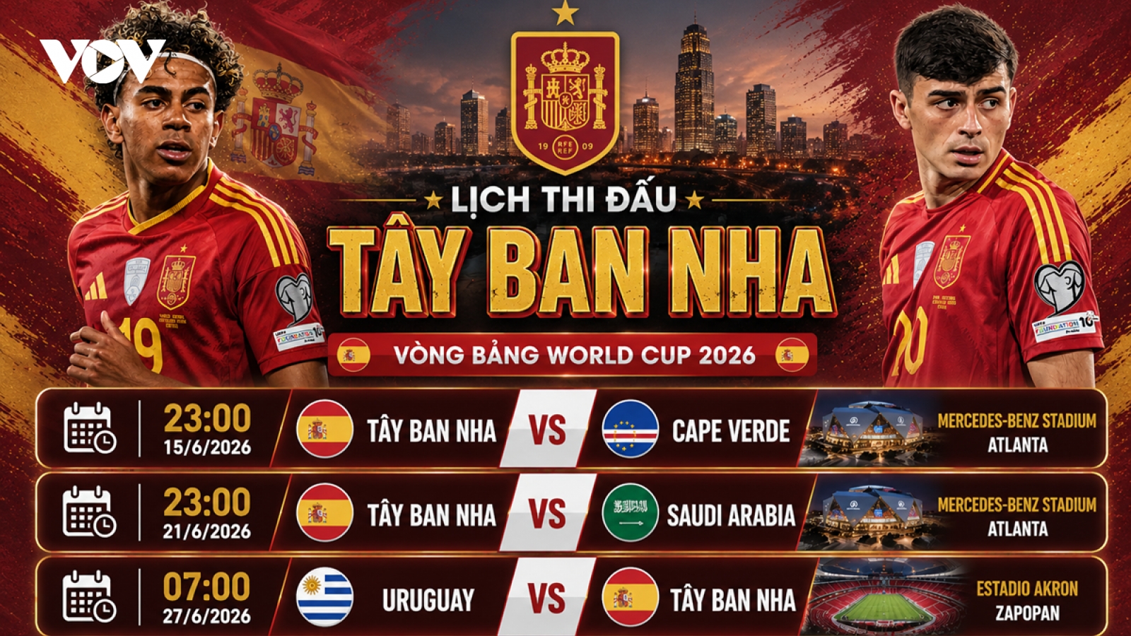 Lịch thi đấu World Cup 2026 của Tây Ban Nha: Sự vượt trội của ĐKVĐ EURO
