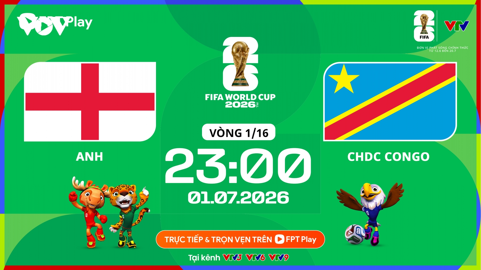 Link xem trực tiếp Anh vs CHDC Congo World Cup 2026 hôm nay 1/7 trên VTV Go