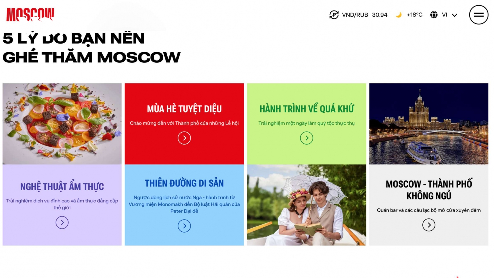 Thành phố Moscow ra mắt cổng thông tin du lịch tiếng Việt