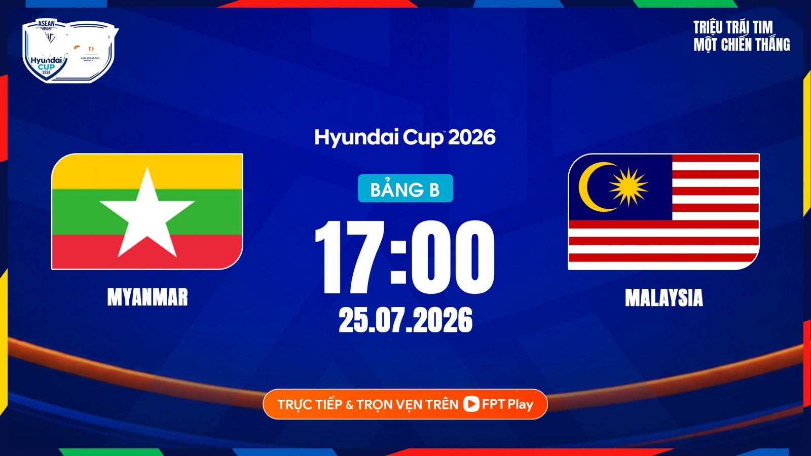 Link xem trực tiếp Myanmar vs Malaysia vòng bảng ASEAN Cup 2026 hôm nay 25/7