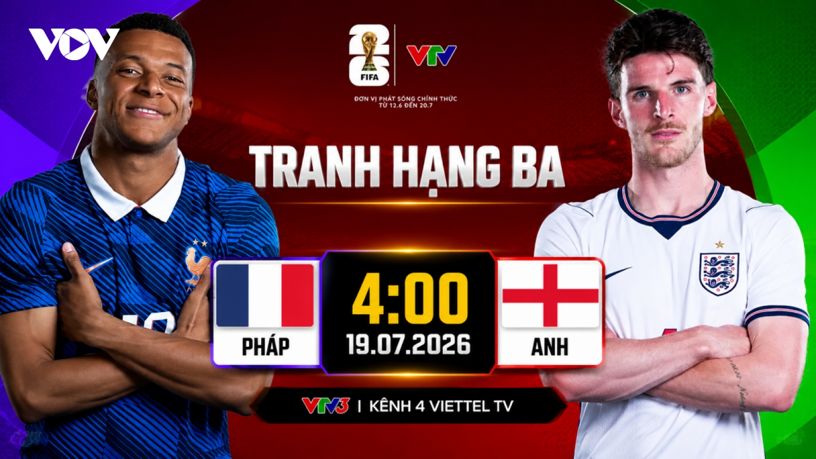 Link xem trực tiếp Pháp vs Anh hạng Ba World Cup 2026 hôm nay trên VTV Go