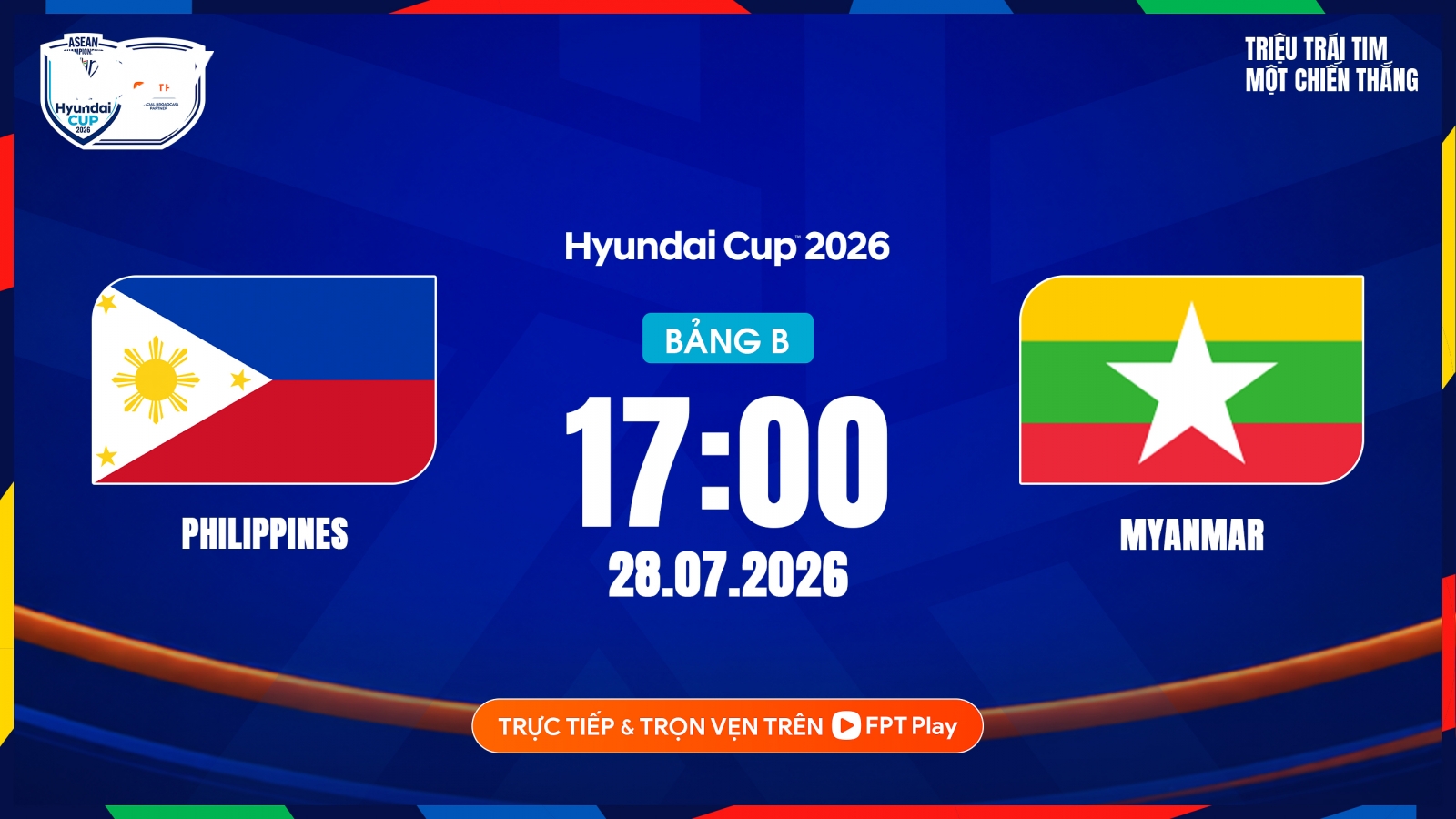 Link xem trực tiếp Philippines vs Myanmar vòng bảng ASEAN Cup 2026 hôm nay 28/7