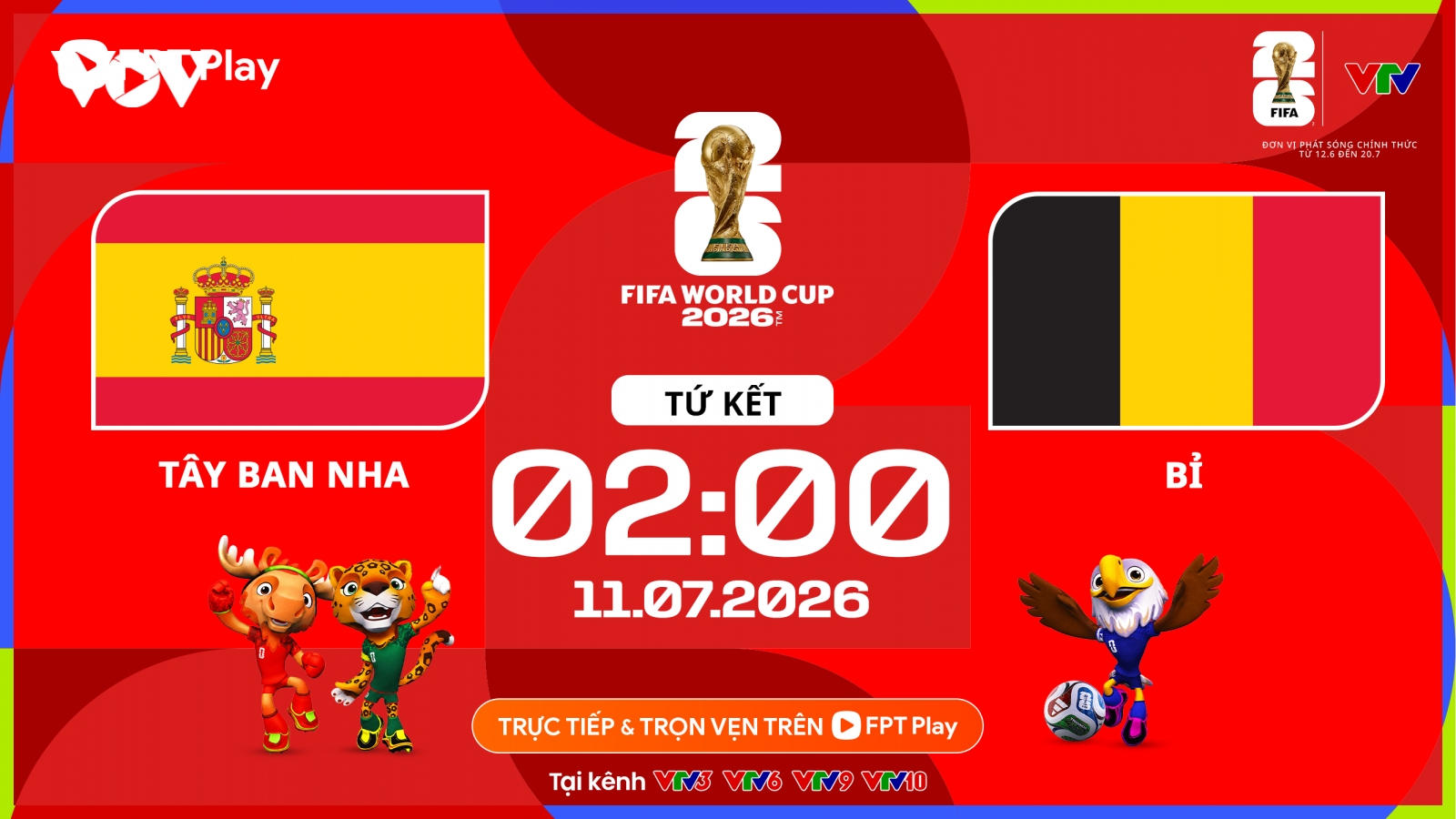 Link xem trực tiếp Tây Ban Nha vs Bỉ tứ kết World Cup 2026 hôm nay trên VTV Go