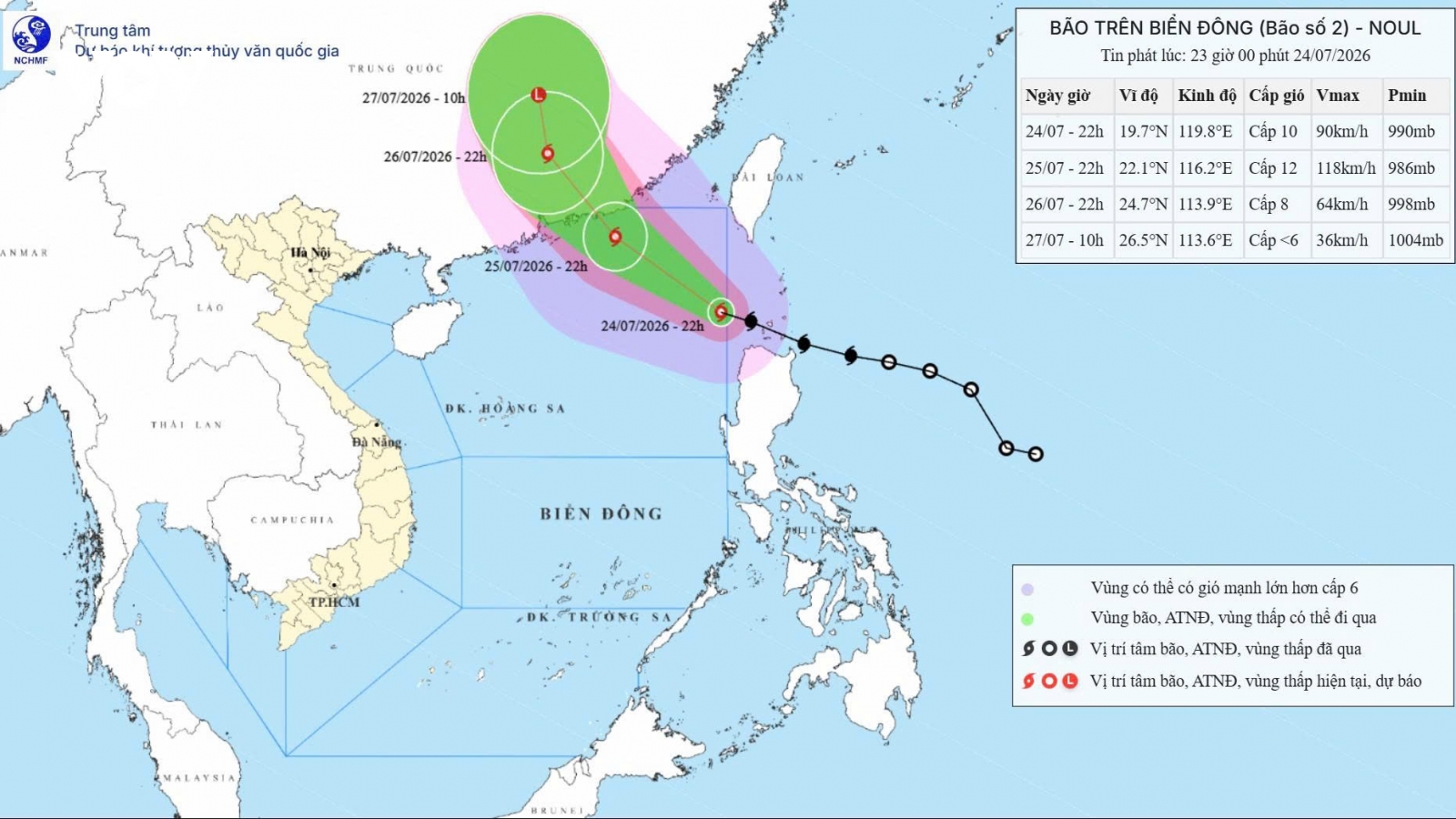 Bão Noul trở thành cơn bão số 2 trên Biển Đông