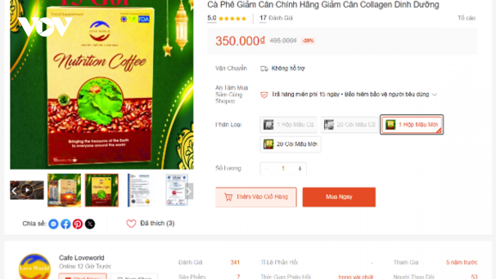 Bộ Y tế yêu cầu rà soát quảng cáo Love World Nutrition Coffee