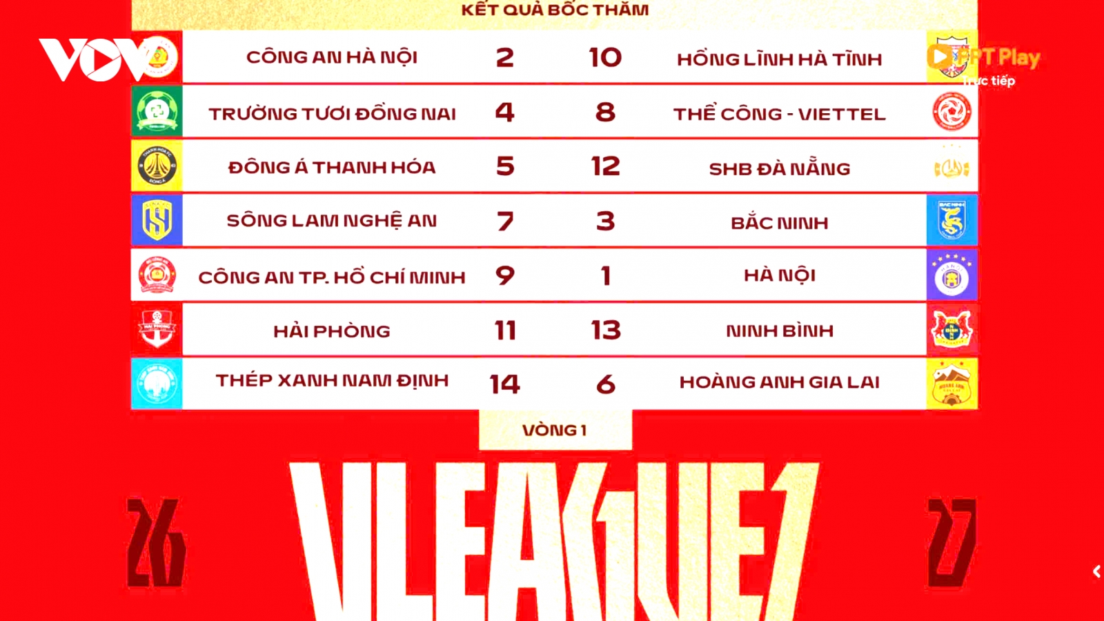 Lịch thi đấu V-League 2026/2027: HAGL đối đầu Nam Định ngay ở trận ra quân