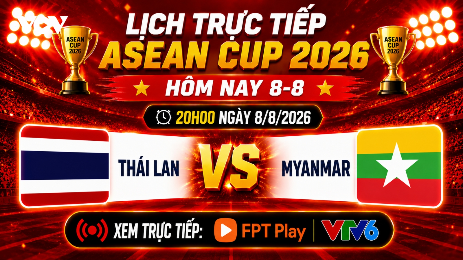 Link xem trực tiếp Thái Lan vs Myanmar tại ASEAN Cup 2026 hôm nay 8/8