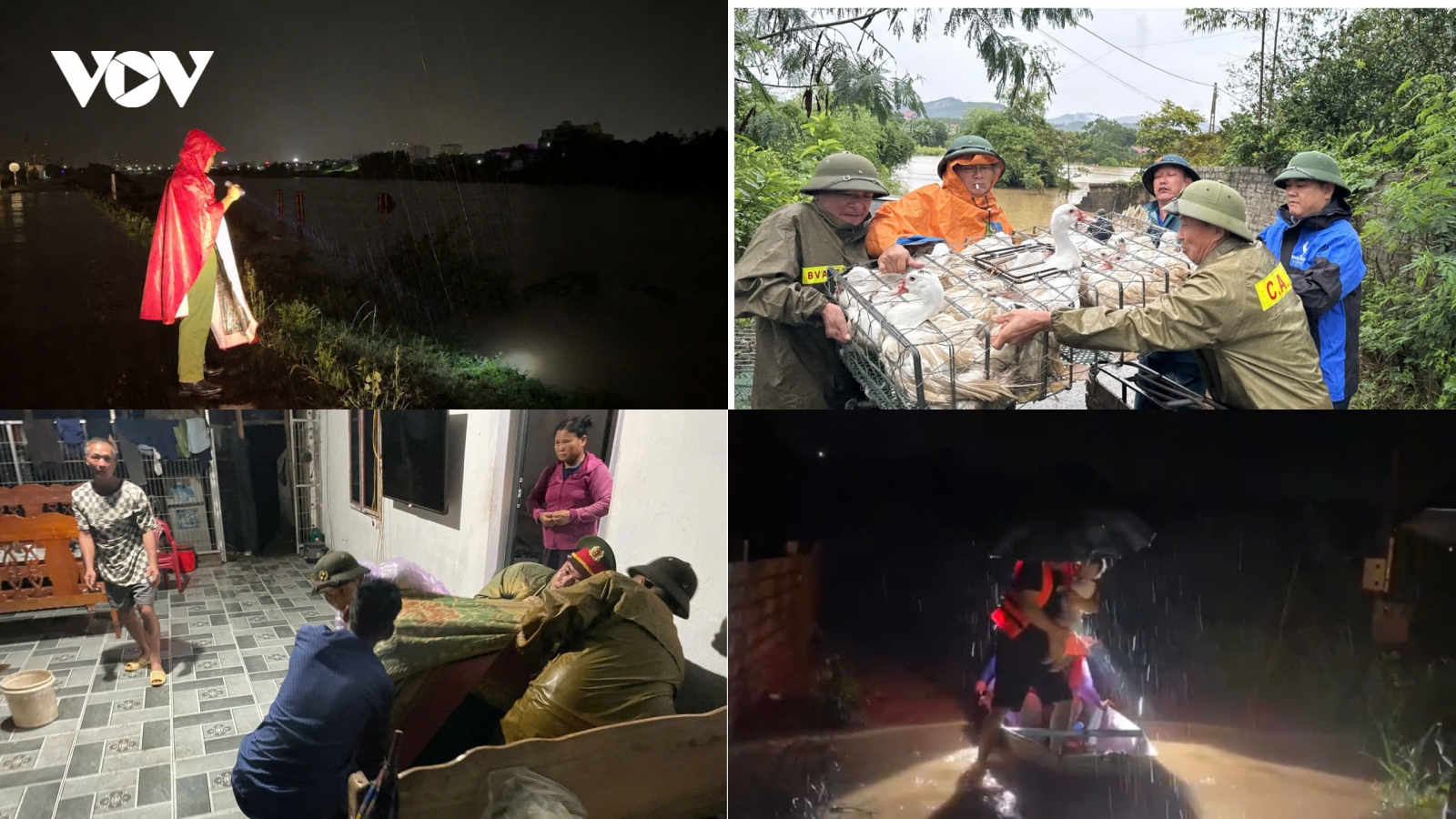 Xuyên đêm giúp dân di dời khỏi vùng ngập lụt do mưa lũ ở Bắc Ninh