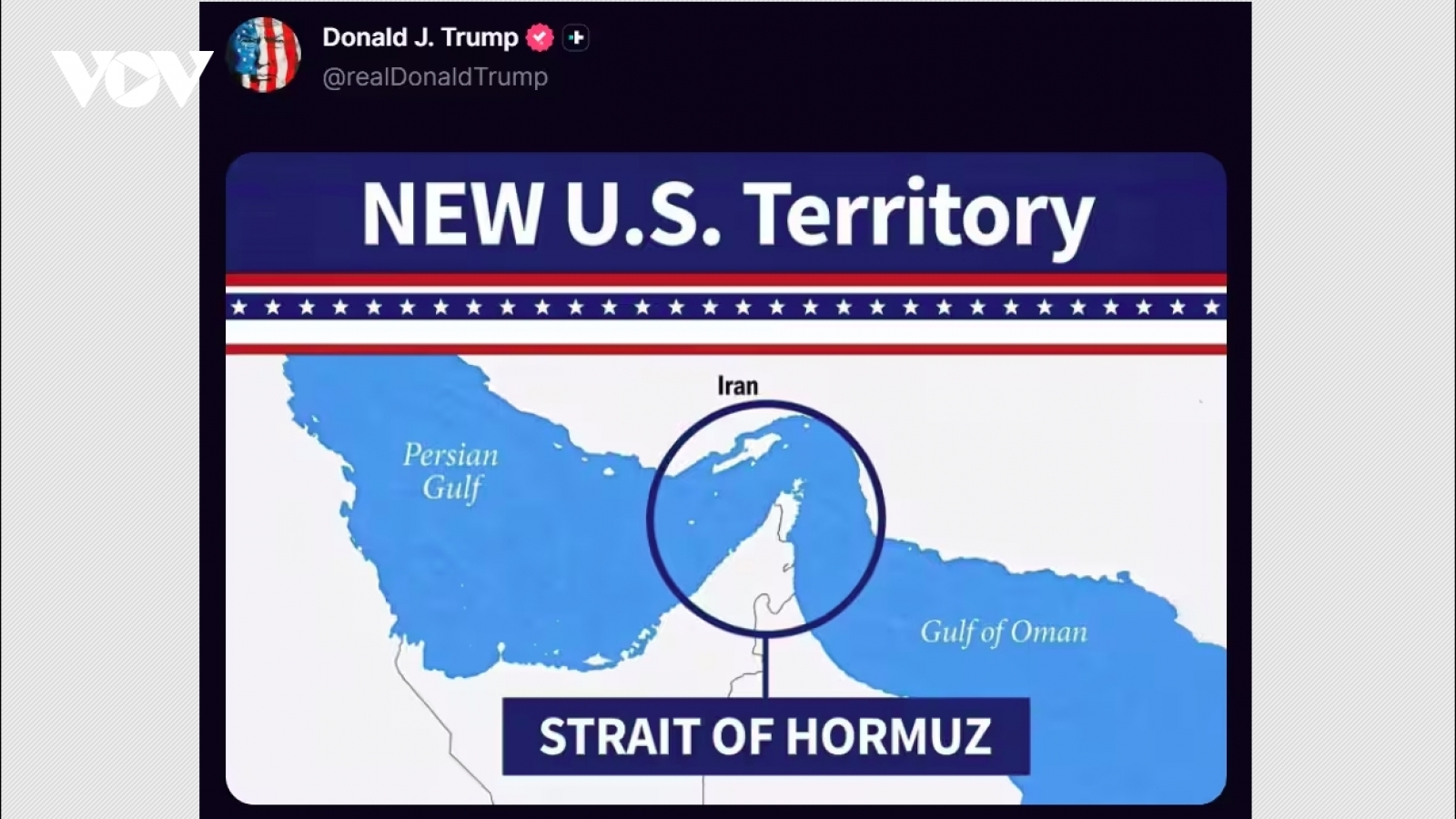 Ông Trump lại tuyên bố eo biển Hormuz là “lãnh thổ mới của Mỹ”