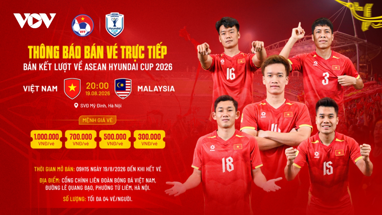 VFF ra thông báo mới về vé trận bán kết ASEAN Cup 2026 ĐT Việt Nam vs ĐT Malaysia