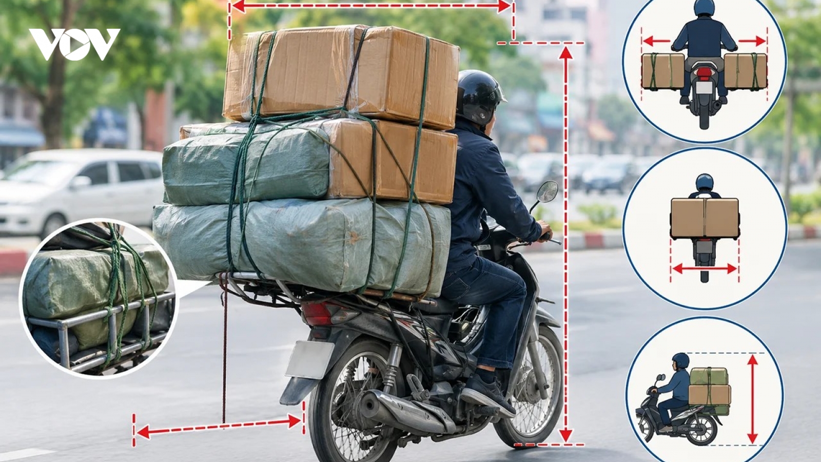 Mức phạt chở hàng cồng kềnh bằng xe máy mới nhất 2026