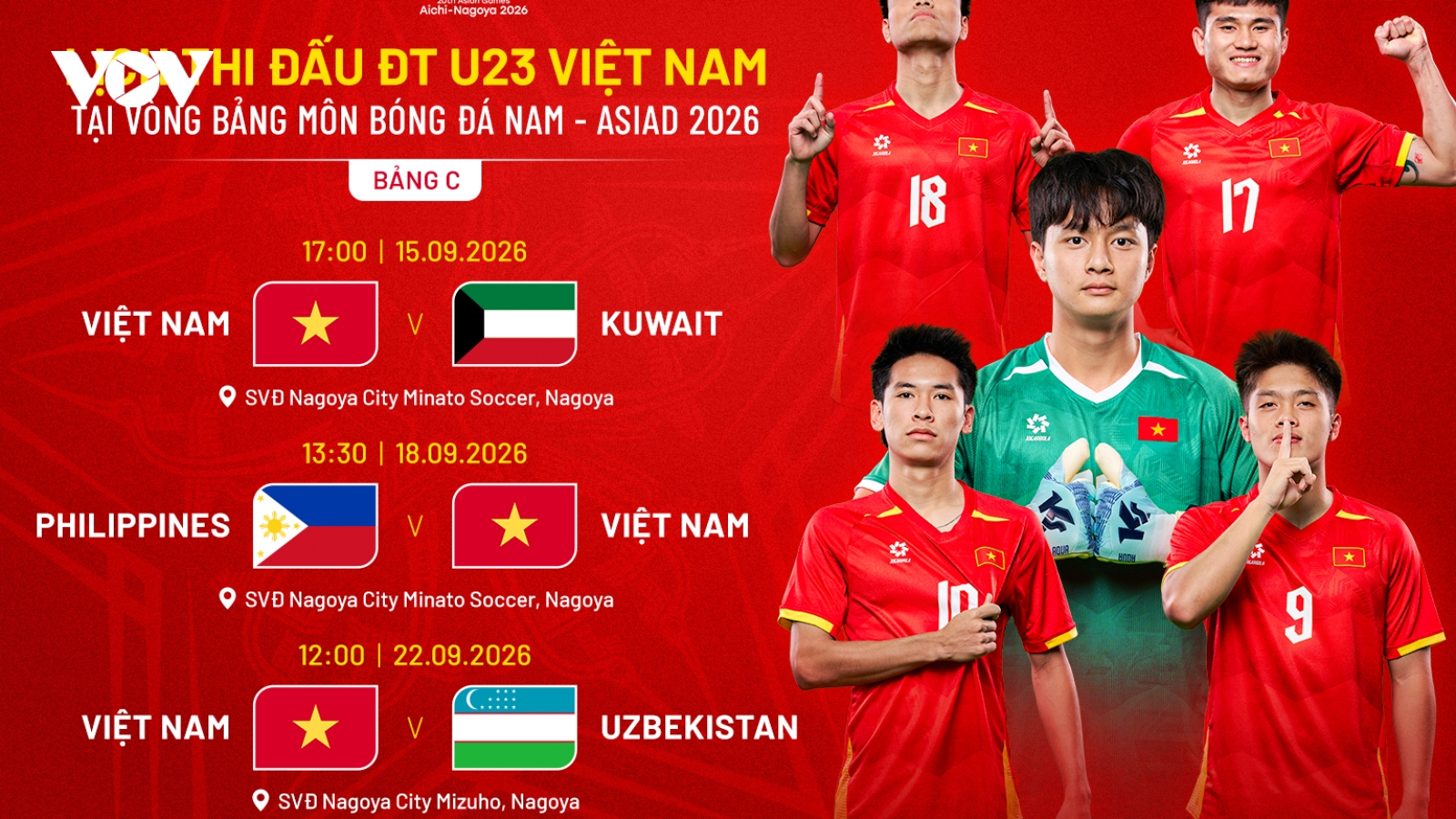 Lịch thi đấu của U23 Việt Nam tại ASIAD 2026