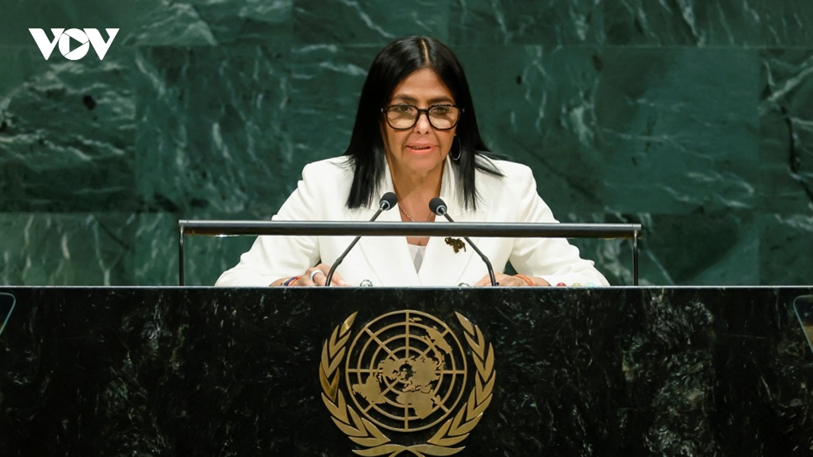 Tổng thống lâm thời Venezuela Delcy Rodriguez lần đầu phát biểu tại Liên Hợp Quốc