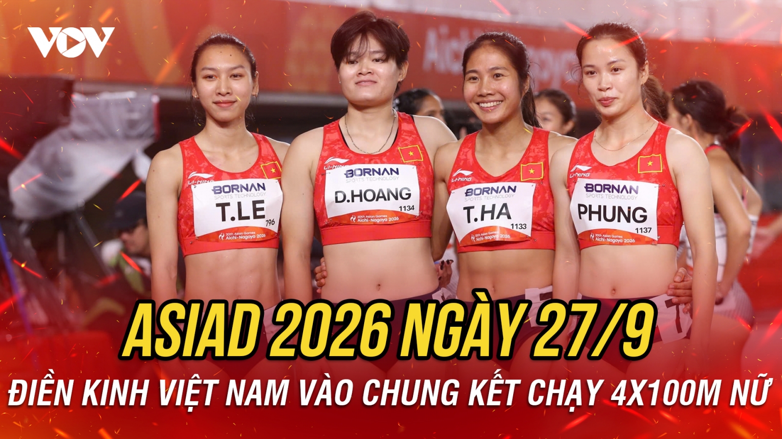 ASIAD 2026 ngày thi đấu 27/9: Điền kinh Việt Nam vào chung kết chạy 4x100m nữ