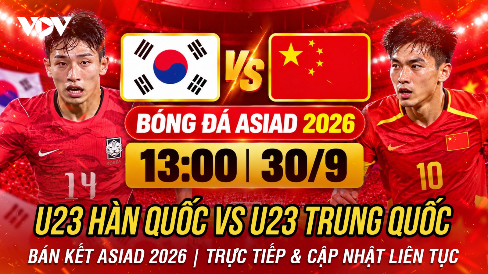 TRỰC TIẾP U23 Hàn Quốc vs U23 Trung Quốc bán kết bóng đá nam ASIAD 2026