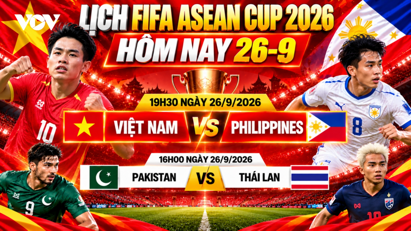 Xem trực tiếp Việt Nam vs Philippines FIFA ASEAN Cup 2026 hôm nay 26/9 ở đâu?