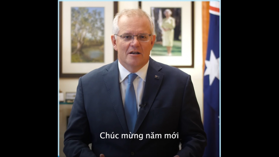 Thu tuong Australia Scott Morrison mo dau thong diep chuc mung nam moi bang cau chuc tieng Viet. .png