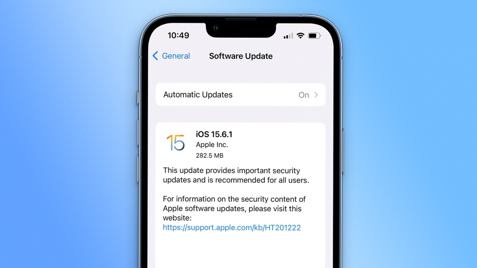 
        Apple phát hành iOS 15.6.1, sửa các lỗi bảo mật và hiệu năng
                              