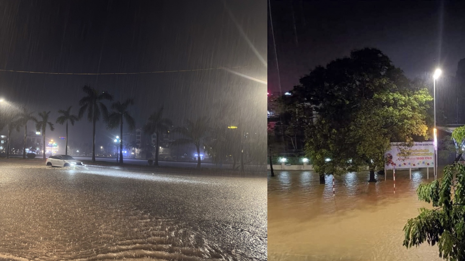 Thành phố Hạ Long (Quảng Ninh) ngập úng nhiều nơi sau mưa lớn kéo dài