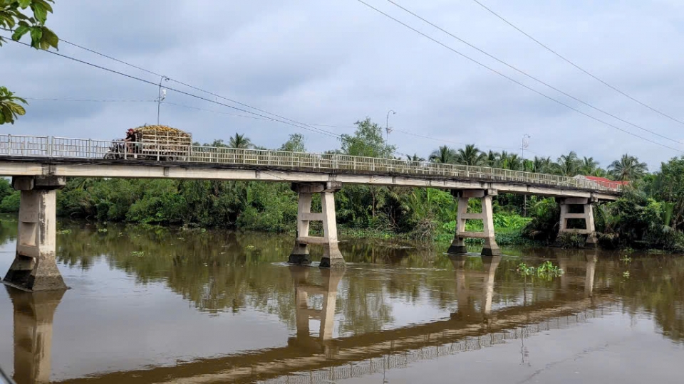 Tiền Giang: Cầu Bàn Long nhỏ hẹp, nhà vườn bán trái cây khó khăn