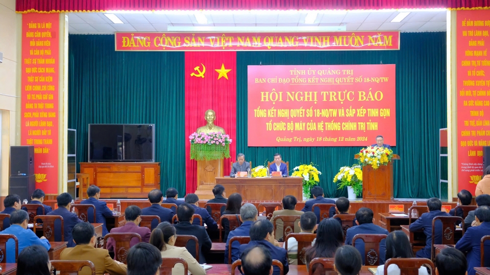 Hội nghị trực báo  của Ban Chỉ đạo tổng kết Nghị quyết số 18 của BCH Trung ương Đảng khóa XII và sắp xếp tổ chức bộ máy của hệ thống chính trị tỉnh Quảng Trị.jpg