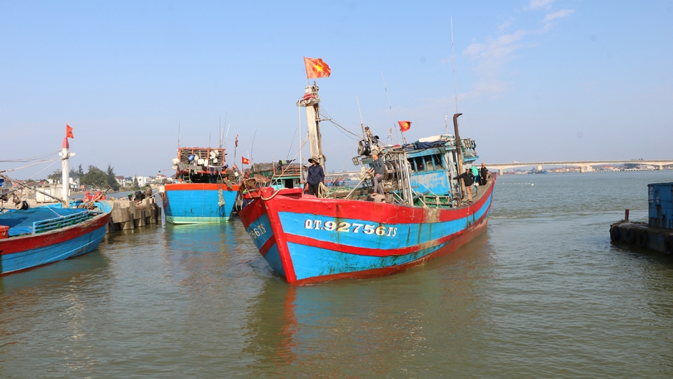 Tàu cá của ngư dân Quảng Trị nối đuôi cập cảng.jpg