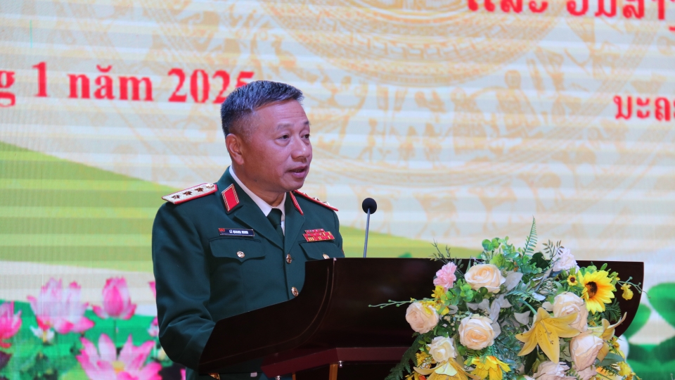 Thượng tướng Lê Quang Minh, Phó Chủ nhiệm Tổng cục Chính trị QĐND Việt Nam, phát biểu tại buổi Lễ.jpg