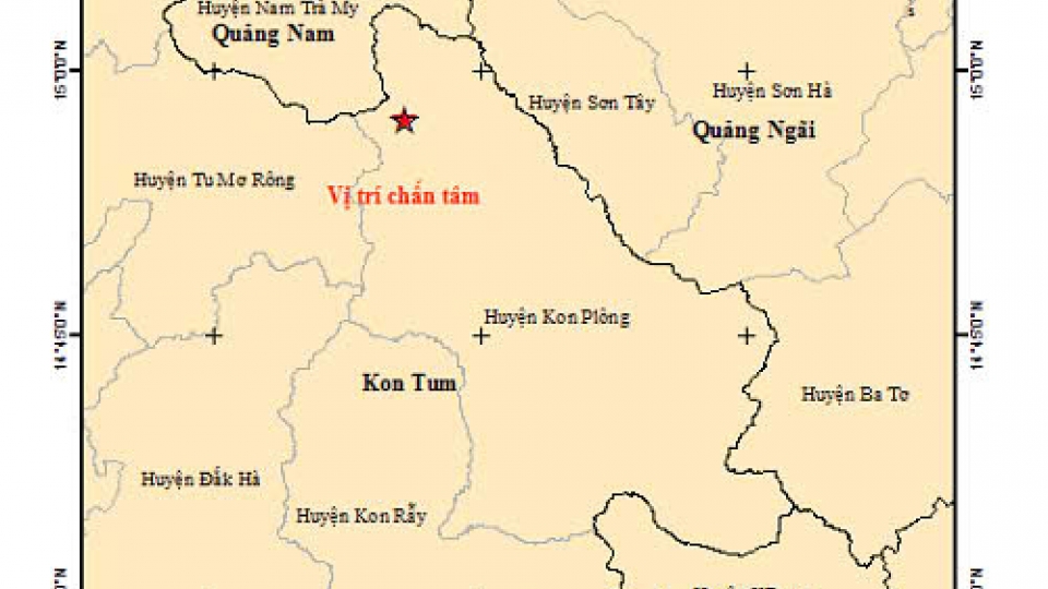 Five earthquakes strike Kon Tum’s Kon Plong district on January 9