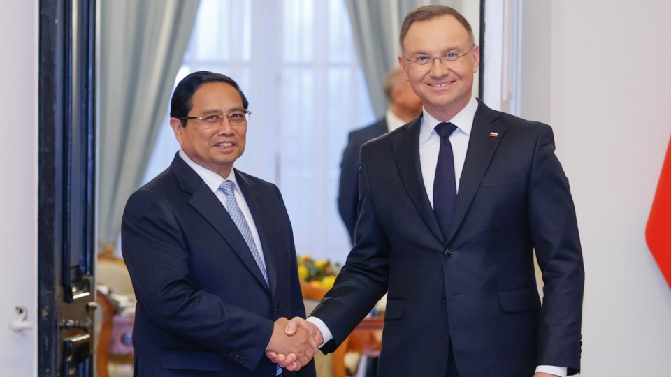 Thủ tướng Phạm Minh Chính hội kiến Tổng thống Ba Lan Andrzej Duda