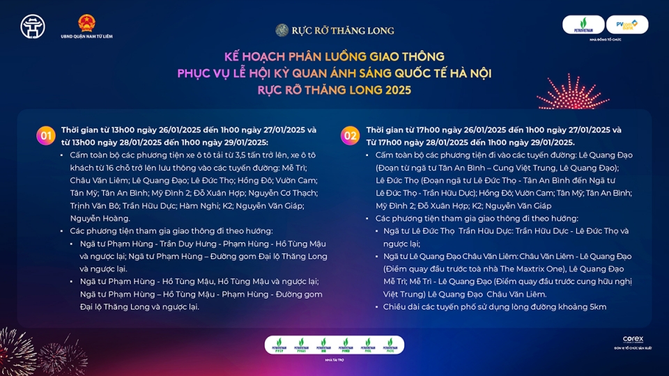 Điều chỉnh tổ chức giao thông phục vụ Chương trình nghệ thuật Rực rỡ Thăng Long