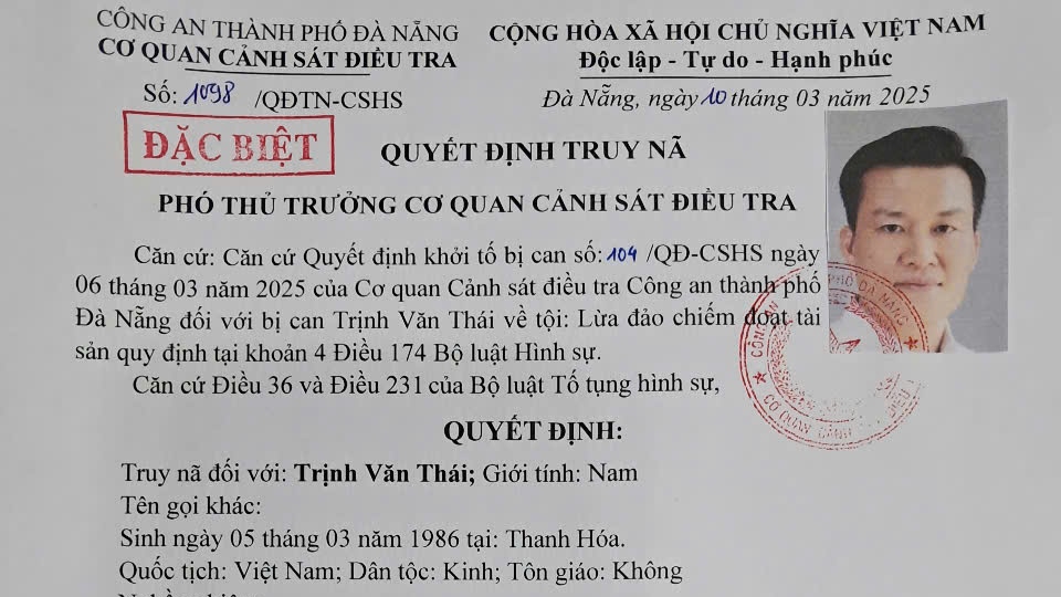 Quyết định truy nã “đặc biệt” đối với Trịnh Văn Thái..jpg