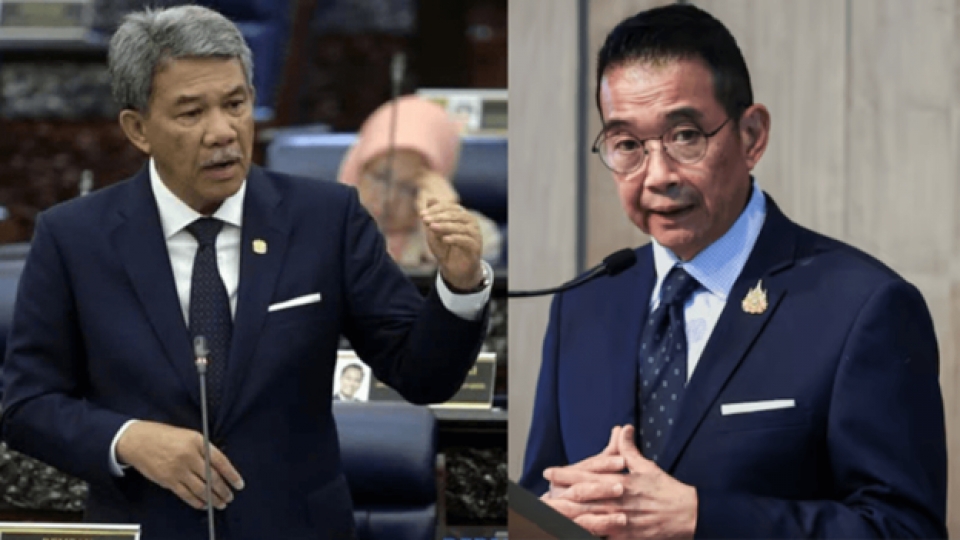 Từ trái sang phải_ Bộ trưởng Ngoại giao Malaysia Mohamad Hasan, Bộ trưởng Ngoại giao Thái Lan Maris Sangiampongsa. Ảnh_ Thai PBS.png