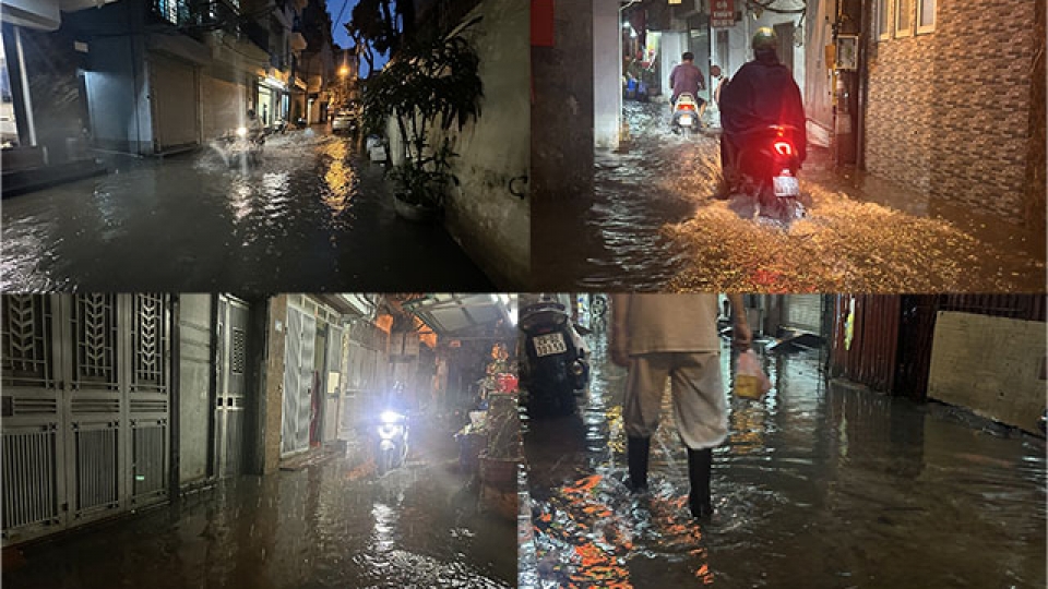 Hà Nội mưa lớn, ác mộng của người dân khi ngập tràn nước cống đen kịt ô nhiễm