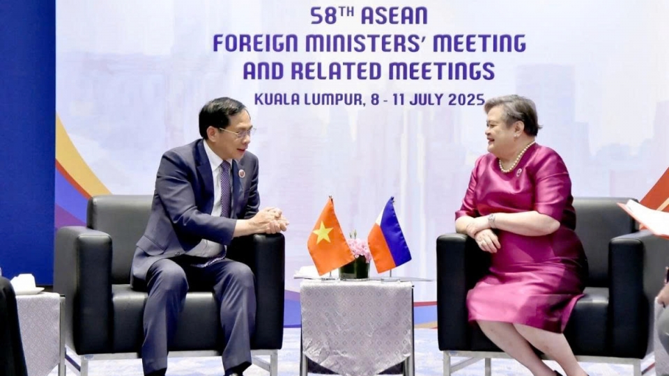 Deputy Prime Minister and Minister of Foreign Affairs of Vietnam Bui Thanh Son and Philippine Secretary of Foreign Affairs Maria Theresa Lazaro.jpg