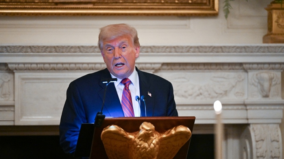 Tổng thống Mỹ Donald Trump phát biểu tại Nhà Trắng. Ảnh Reuters.JPG
