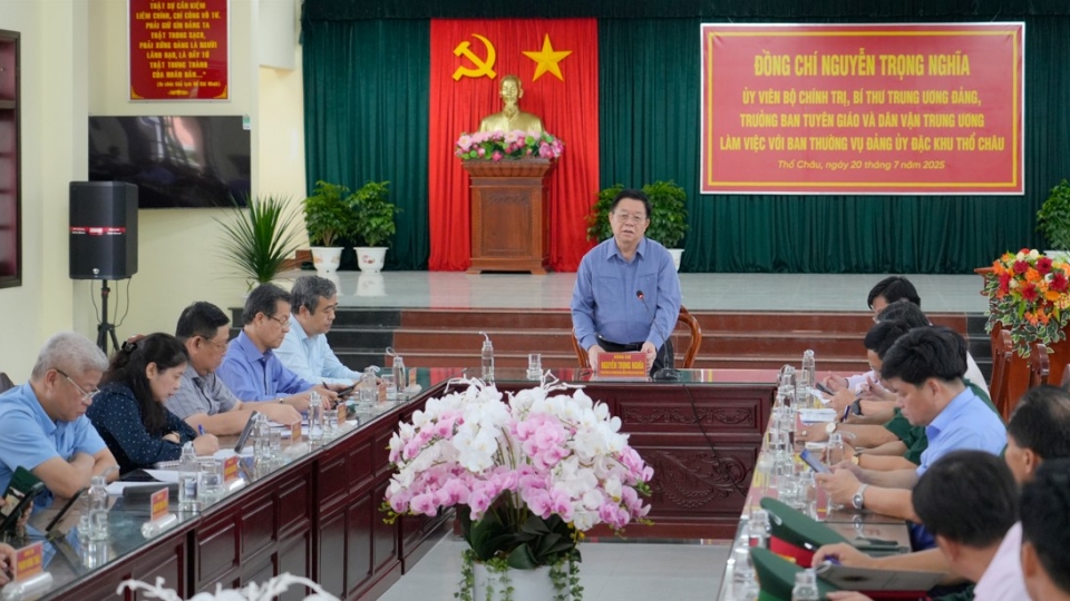 Trưởng Ban Tuyên giáo và Dân vận Trung ương làm việc tại đặc khu Thổ Châu