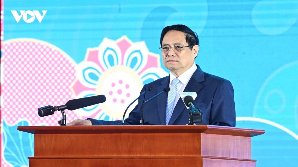 Vietnamese Prime Minister Pham Minh Chinh speaks at the first vietnam - Japan local cooperation forum in Quang Ninh on November 25.jpg